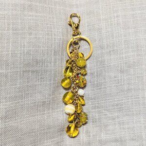 GOLD & YELLOW BEADED CHARM FOR HANDBAG PURSE TOTE OR BACKPACK
